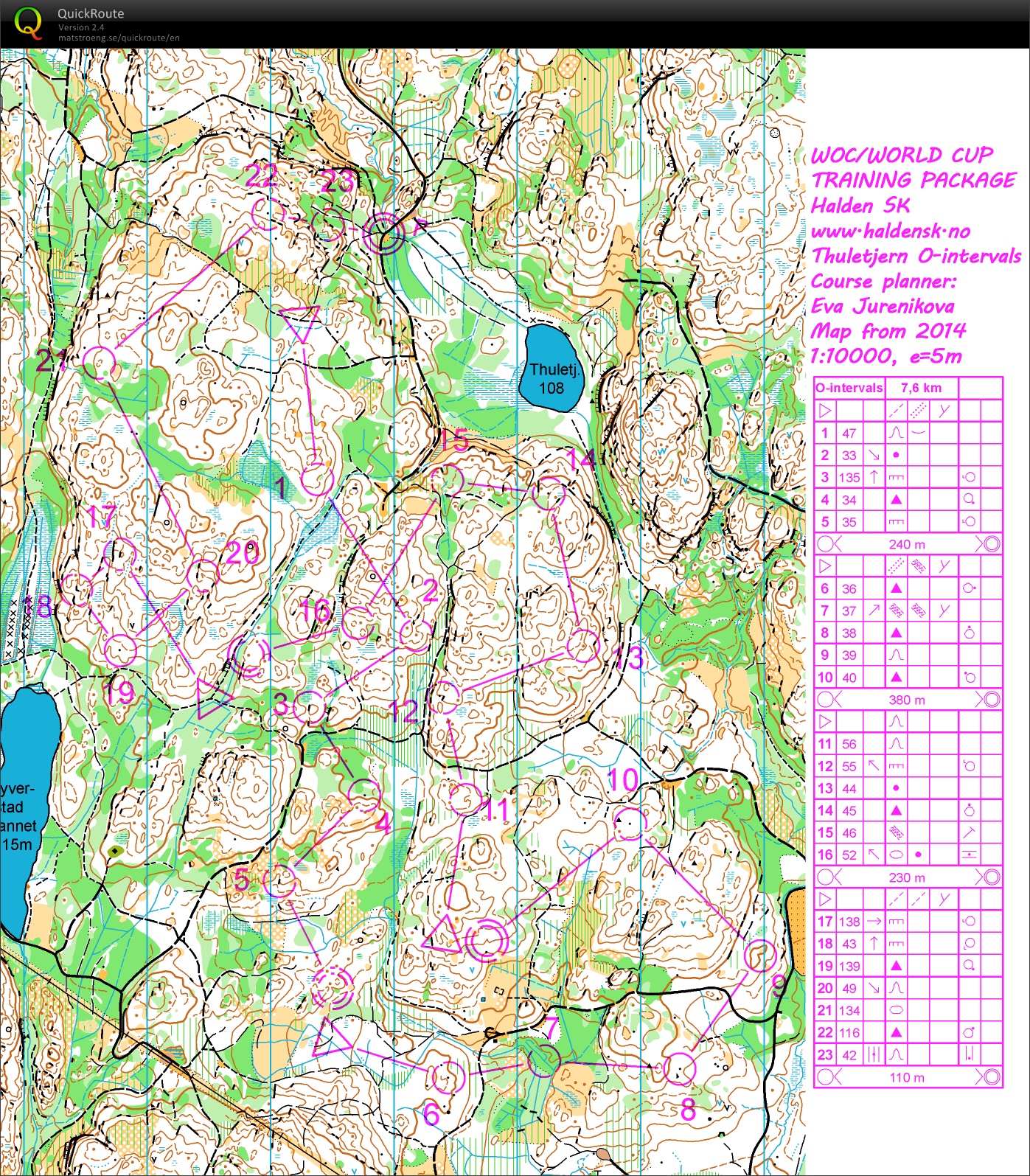 WOC TrainingPackage // Thuletjern O-intervals (2015-11-04)