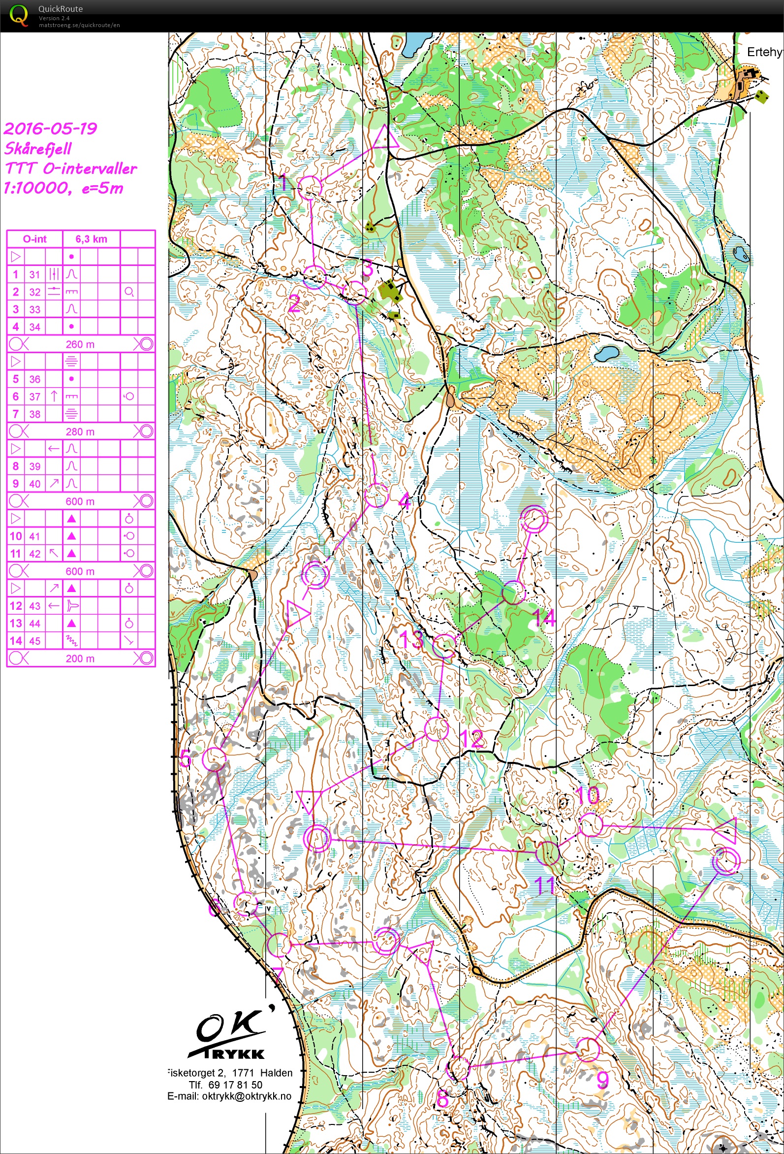 Skårefjell TTT O-intervaller (2016-05-20)